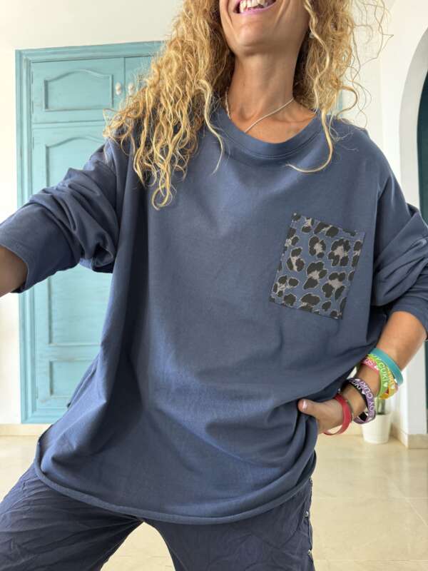 Sudadera bolsillo leo azul