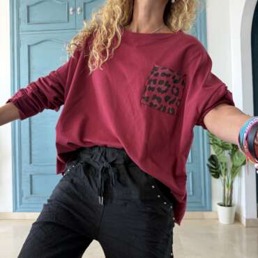 Sudadera bolsillo leo granate