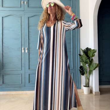 Vestido licra rayas colores azul
