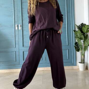 Conjunto algodón sport berenjena