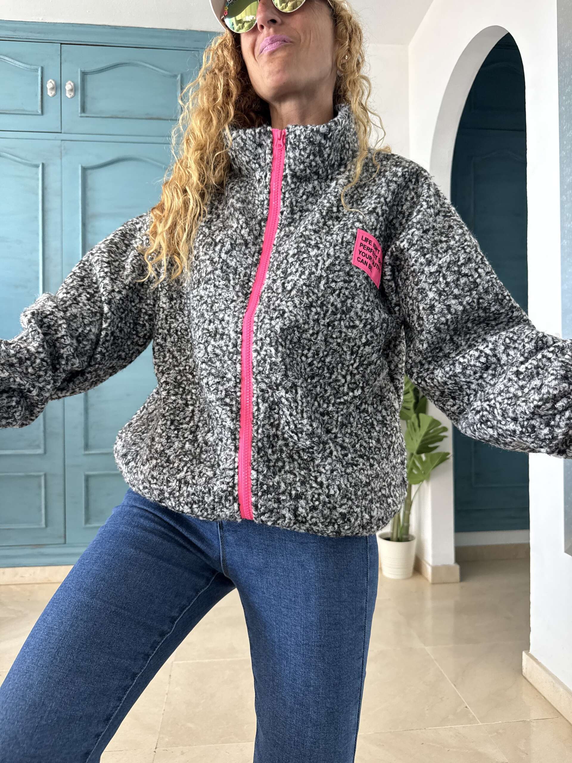 Chaqueta borrego gris