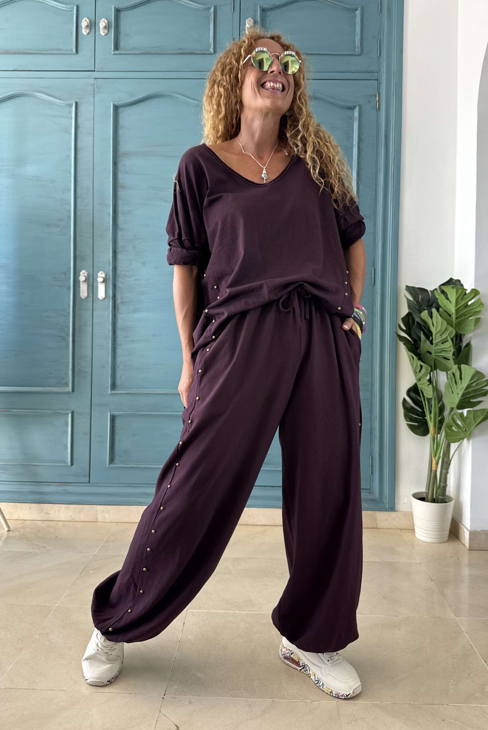 Pantalón bombacho tachas púrpura - Imagen 3