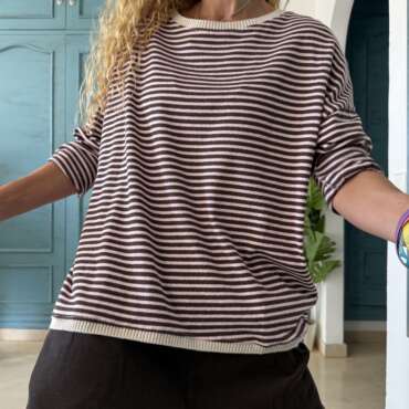 Jersey rayas finas chocolate y rosa