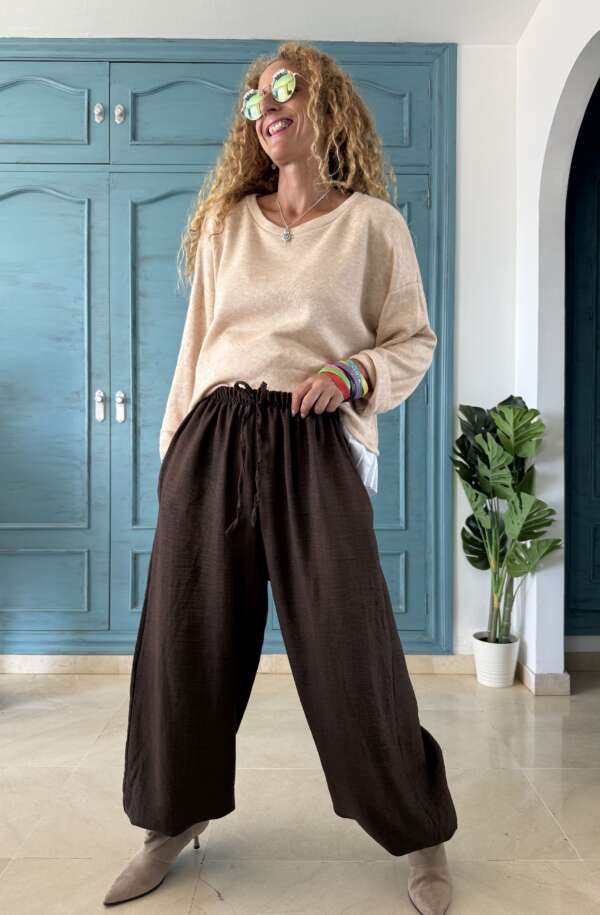 Pantalón bombacho traje chocolate
