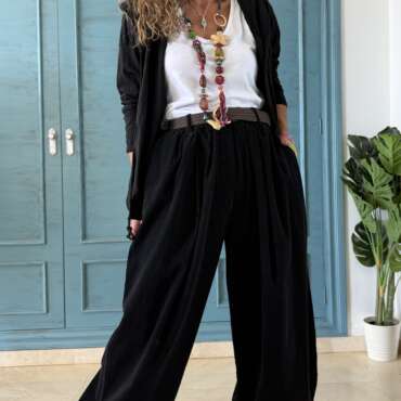 Pantalón bombacho micro pana negro