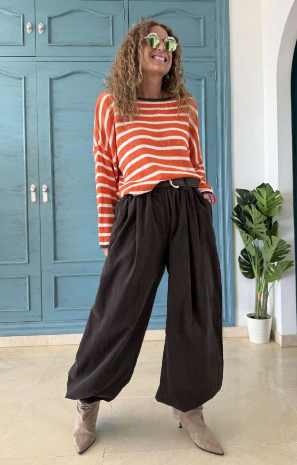 Pantalón bombacho micro pana chocolate