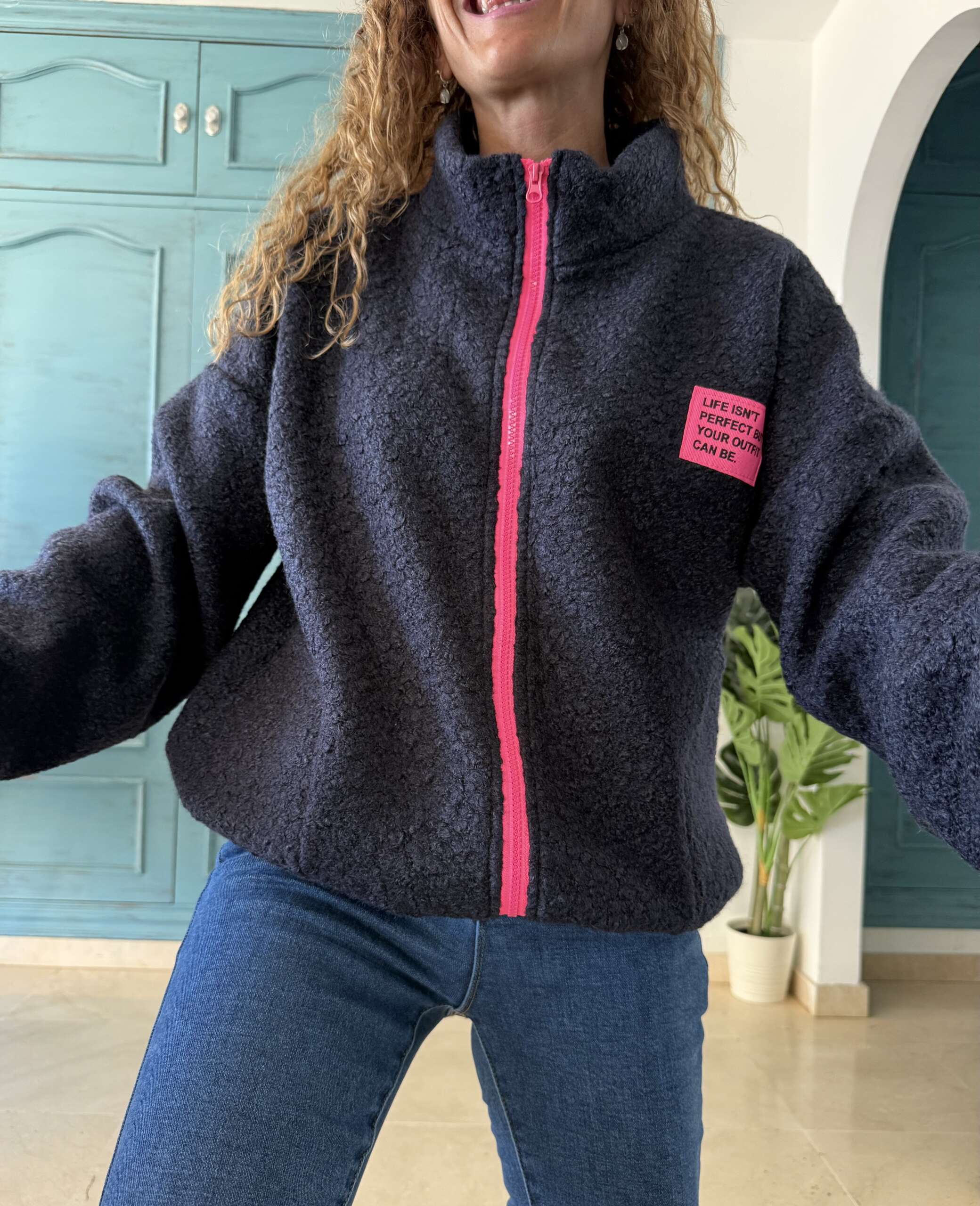 Chaqueta borrego azul marino