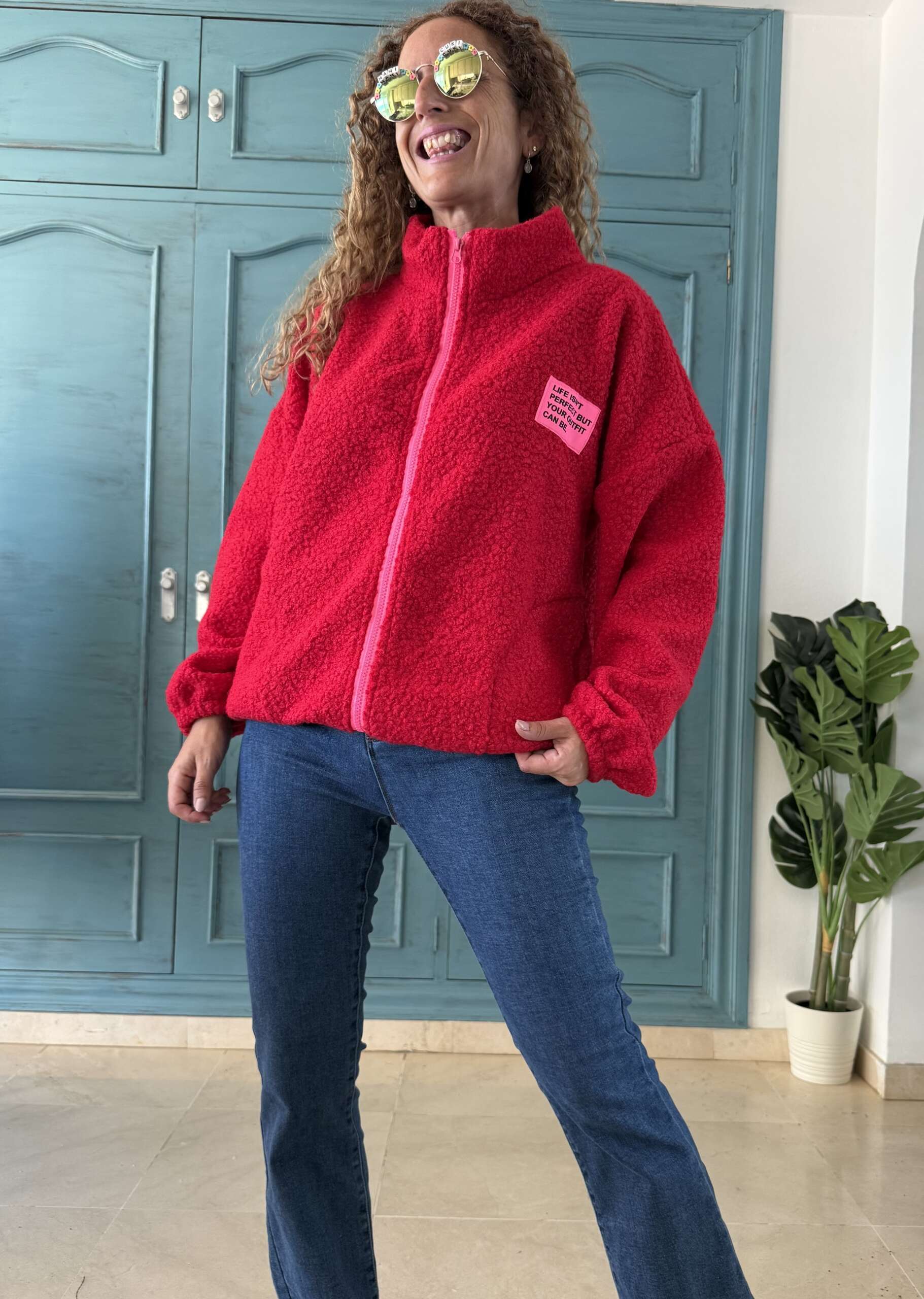 Chaqueta borrego roja - Imagen 2