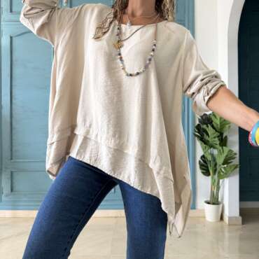 Blusa picos beige