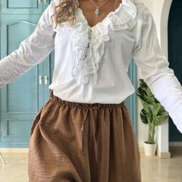 Camiseta algodón volantes blanca