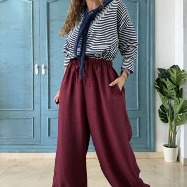 Pantalón bombacho traje burdeos