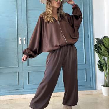 Pantalón bombacho satén deluxe chocolate