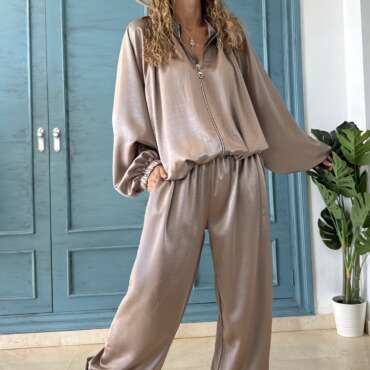 Pantalón bombacho satén deluxe arena