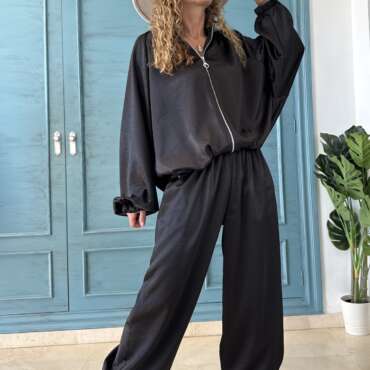Pantalón bombacho satén deluxe negro