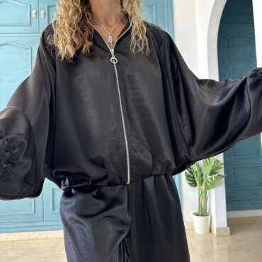 Chaqueta bombacha satén deluxe negra