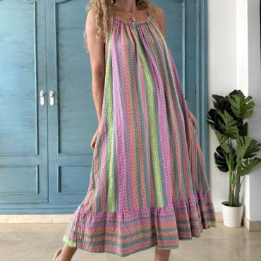 Vestido étnico midi agua
