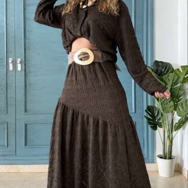 Conjunto guipur chocolate