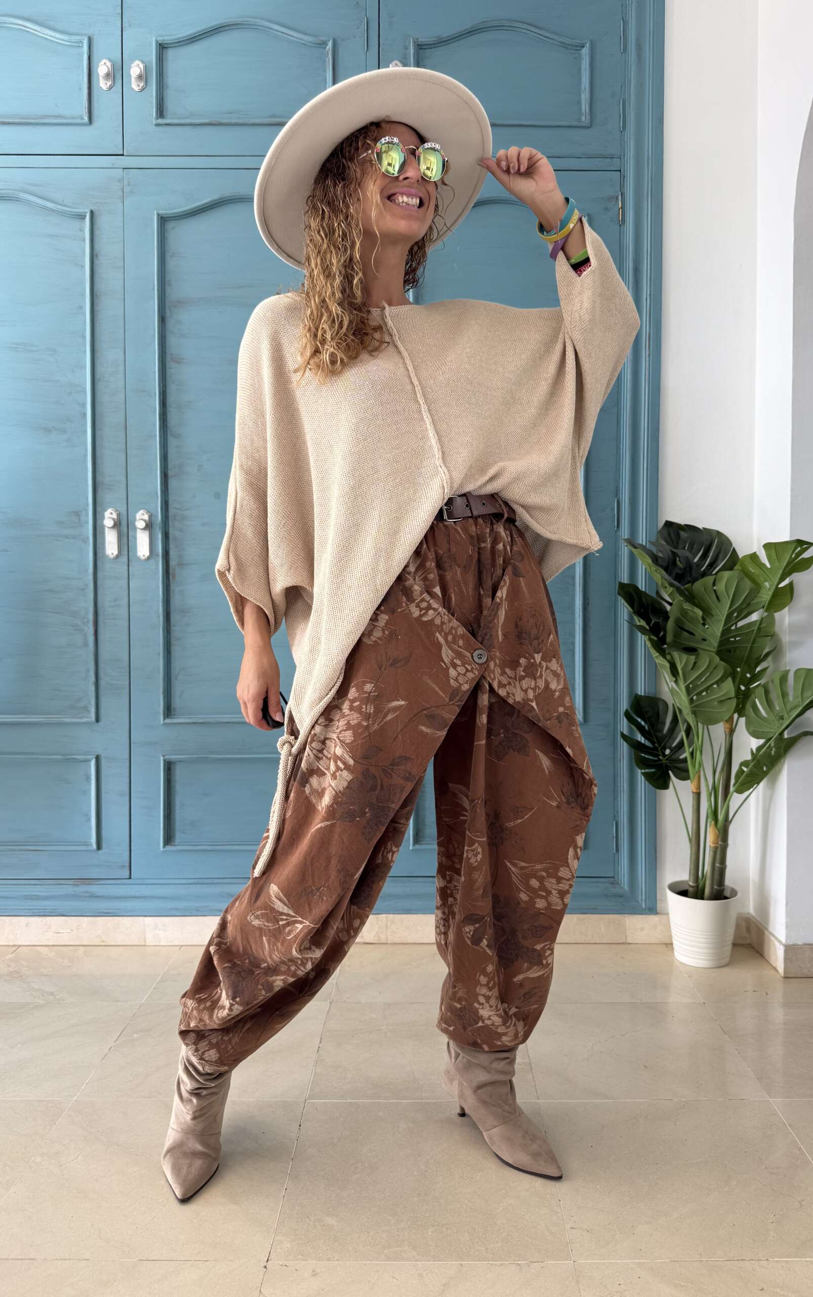 Pantalón Bombay estampado camel