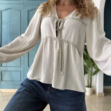 Blusa bambula beige