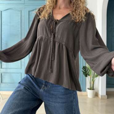 Blusa bambula chocolate