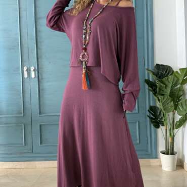 Conjunto punto vestido y jersey púrpura