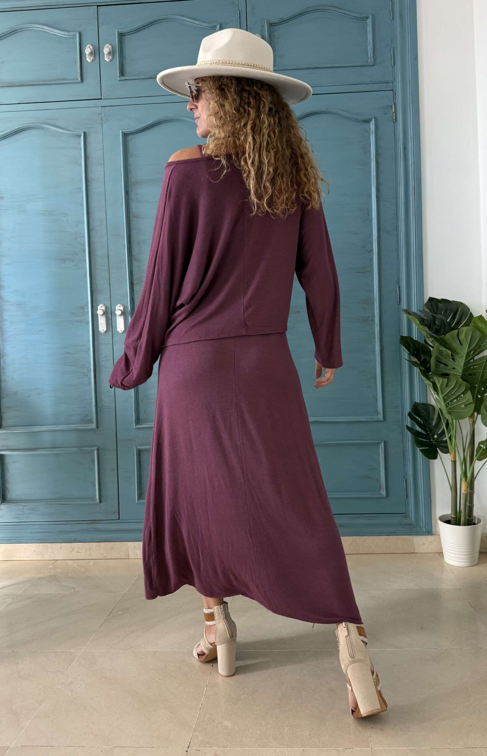 Conjunto punto vestido y jersey púrpura - Imagen 3