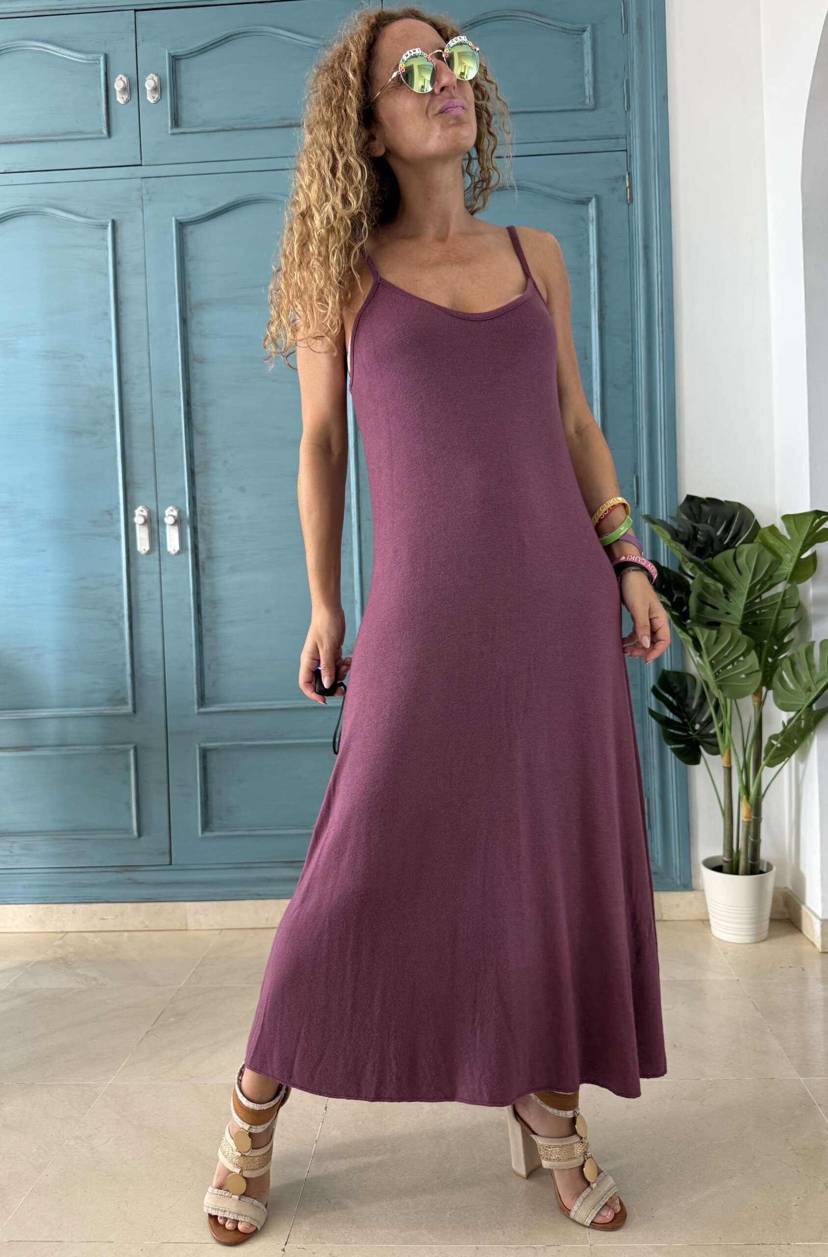 Conjunto punto vestido y jersey púrpura - Imagen 2