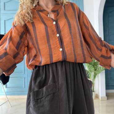 Blusa rayas chocolate/ caldera