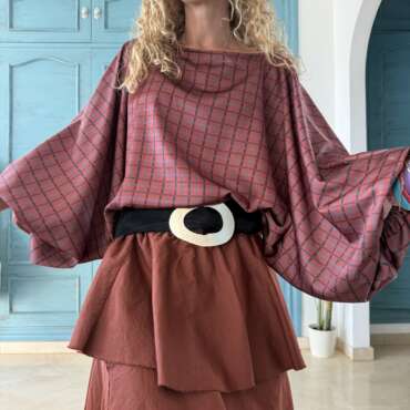 Blusa raso cuadros caldera
