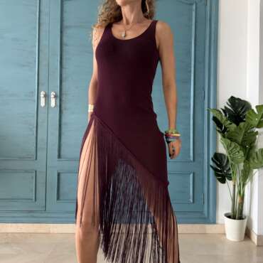Vestido/ top flecos púrpura