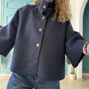 Chaqueta borrego botones azul marino