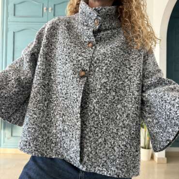Chaqueta borrego botones gris