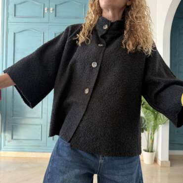 Chaqueta borrego botones negro