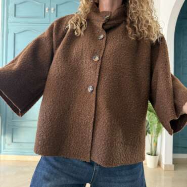 Chaqueta borrego botones marrón