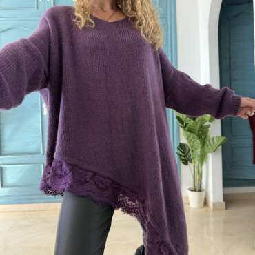 Jersey asimétrico encaje morado