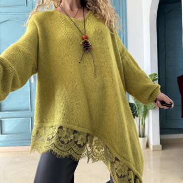 Jersey asimétrico encaje pistacho